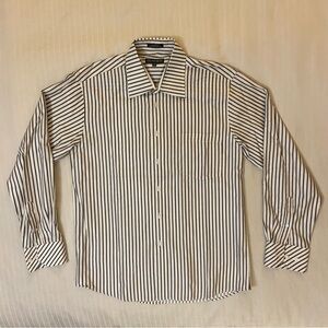 Classico dress shirt w/ pocket vertical striped black and white sz L
